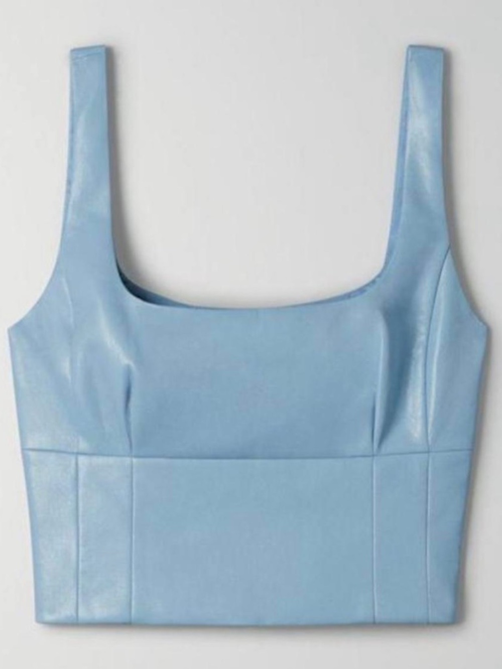 Aritzia Wilfred Baby Blue Faux Leather Corset Crop Top XXS